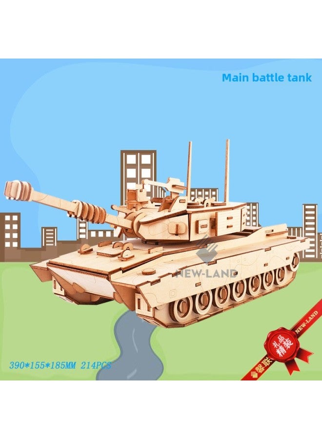 Pupil Adult Wooden Three-Dimensional Puzzle Educational Toy Simulation DIY Handmade Assembled Hardcover Gift Xinlian-Color:M1 Tank (full Box Please Contact Customer Service) - Image 1